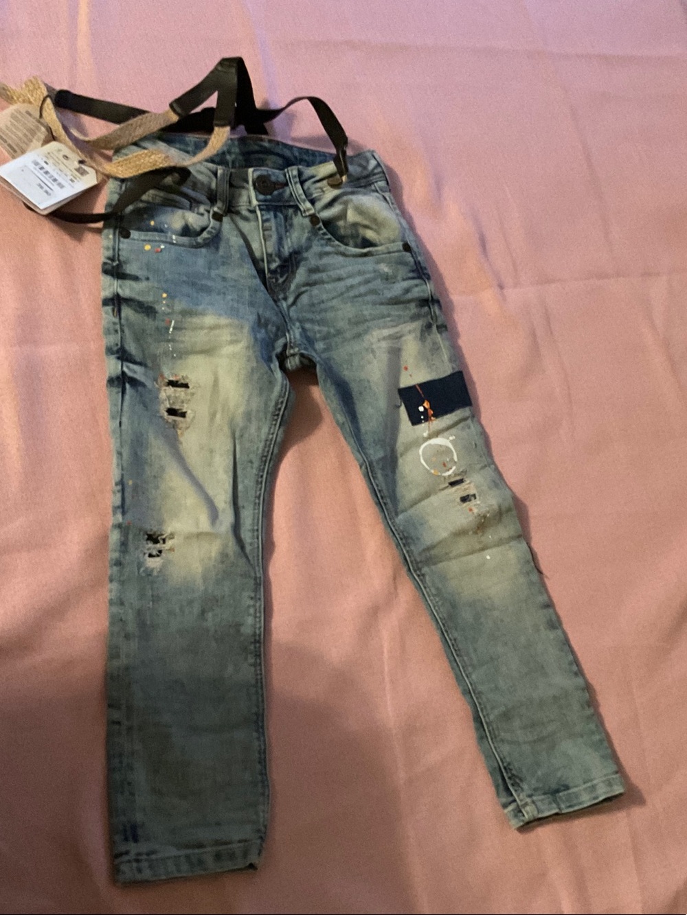 Zara Light Blue Slim Straight Distressed Jeans